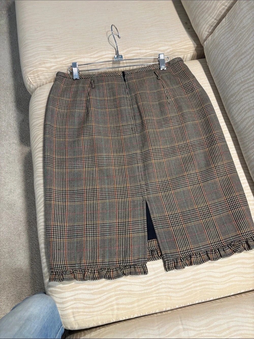J.Crew Plaid Ruffle Hem Pencil Skirt